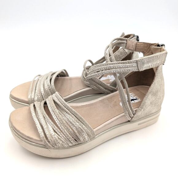Eileen Fisher Shae Strappy Sandal Women's Back Zip Platinum Size US5 EU36 - Picture 1 of 9
